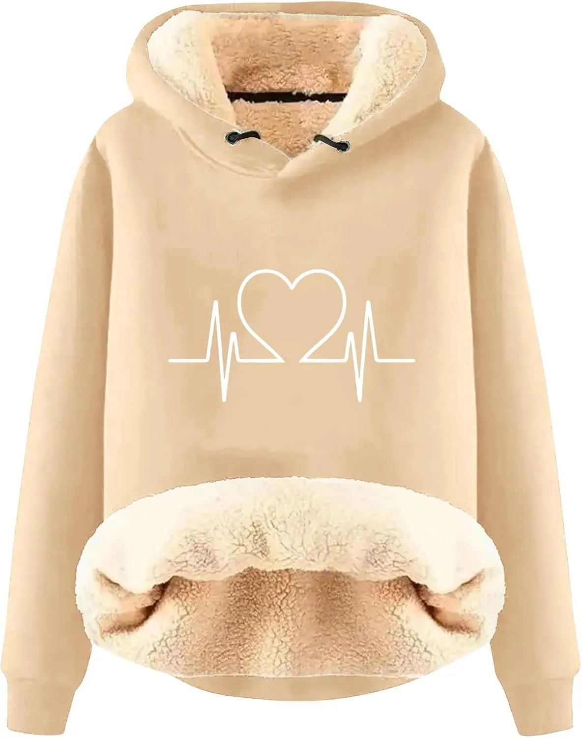 Hoodies for Women Comfy Thermal Outfits Fleece Sherpa Lined Pullover Hooded Sweatshirt Trendy Casual Winter Warm Hoodies