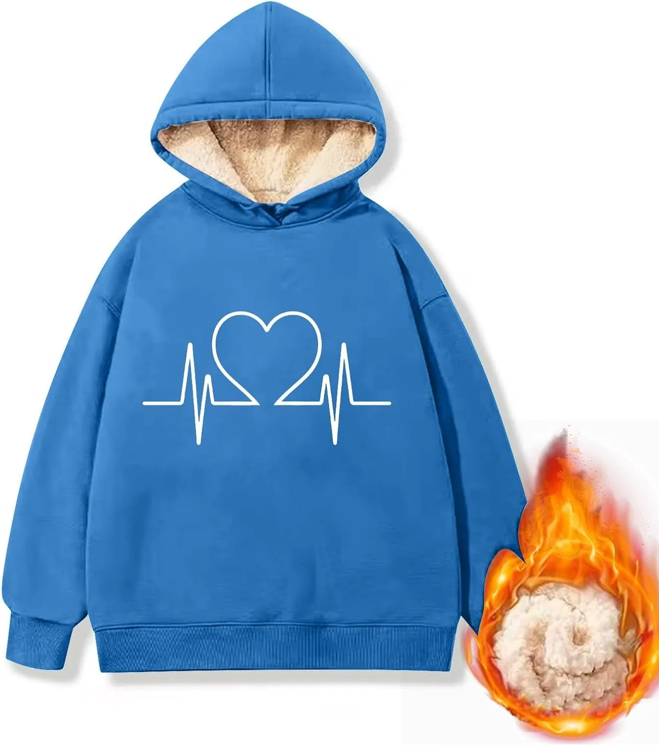 Hoodies for Women Comfy Thermal Outfits Fleece Sherpa Lined Pullover Hooded Sweatshirt Trendy Casual Winter Warm Hoodies