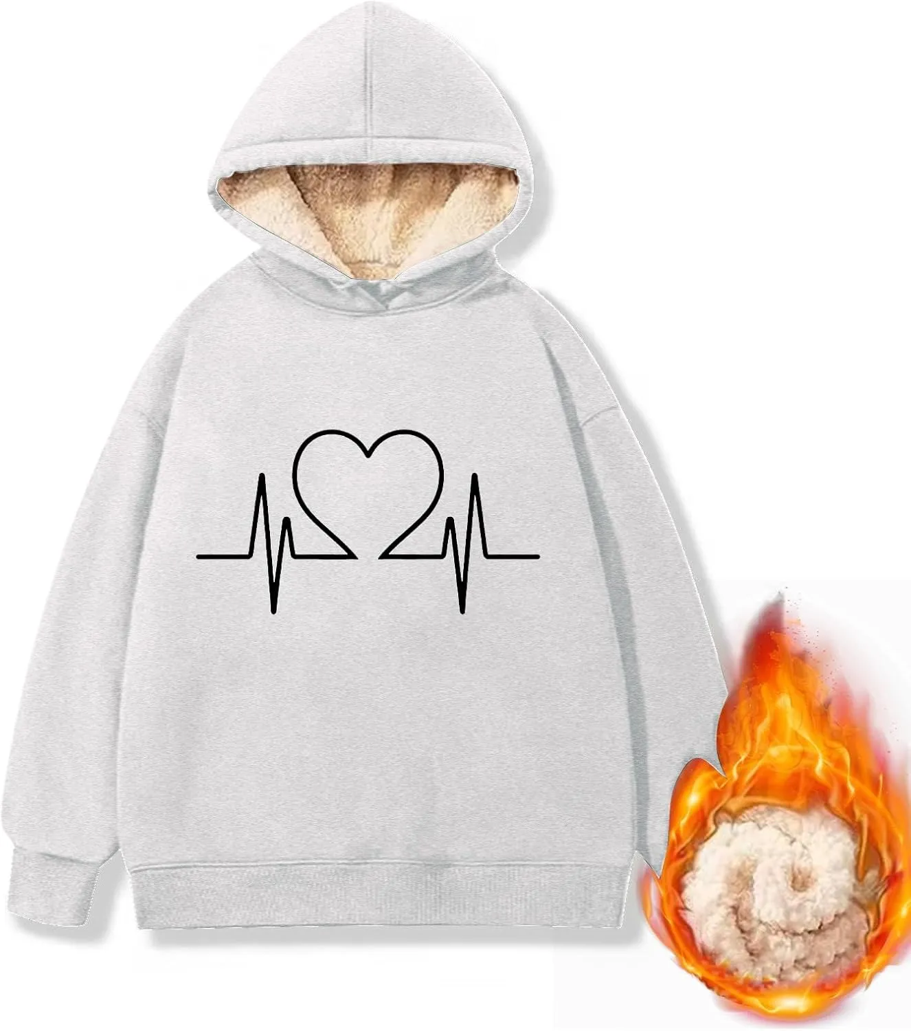 Hoodies for Women Comfy Thermal Outfits Fleece Sherpa Lined Pullover Hooded Sweatshirt Trendy Casual Winter Warm Hoodies
