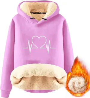 Hoodies for Women Comfy Thermal Outfits Fleece Sherpa Lined Pullover Hooded Sweatshirt Trendy Casual Winter Warm Hoodies