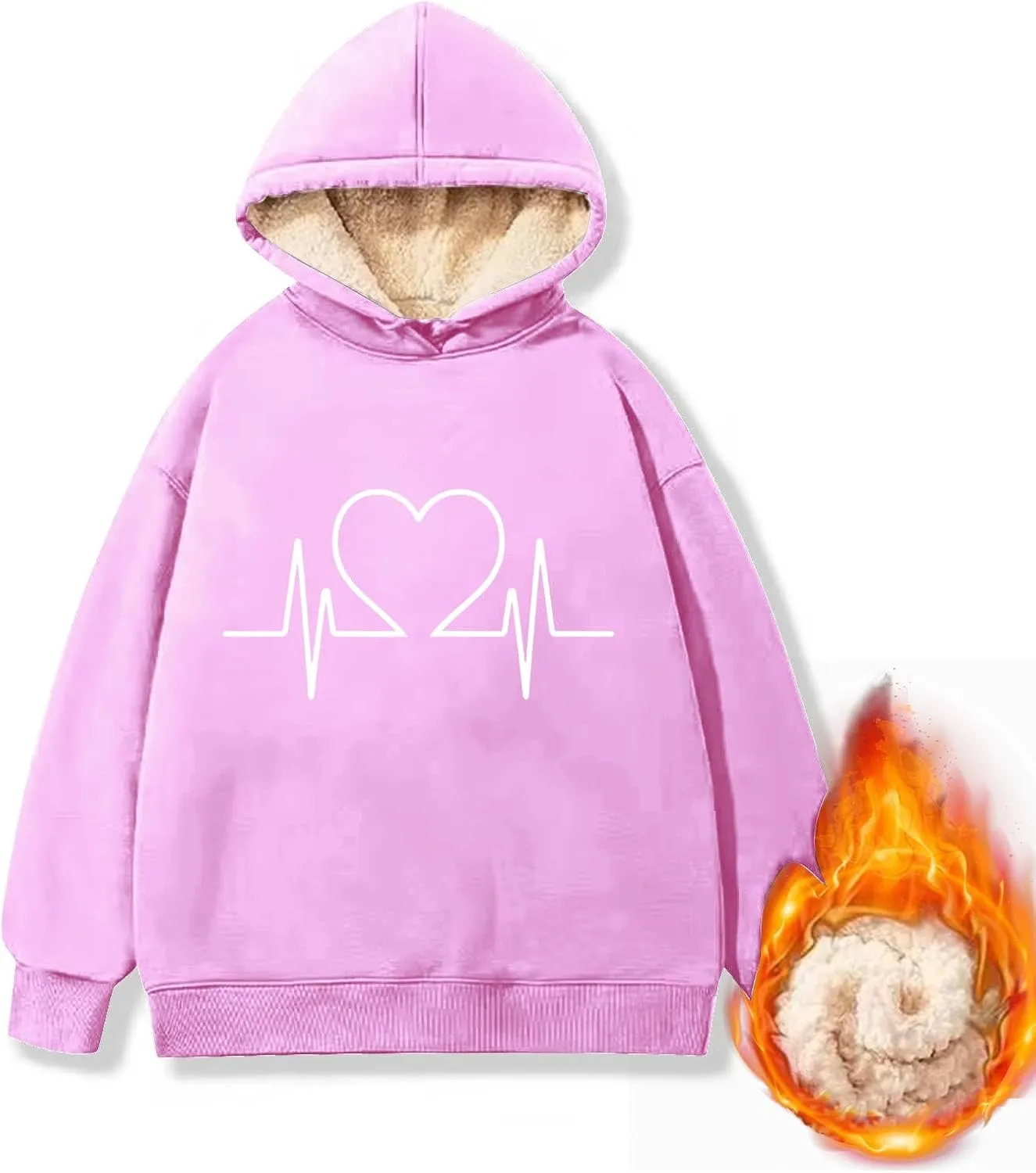 Hoodies for Women Comfy Thermal Outfits Fleece Sherpa Lined Pullover Hooded Sweatshirt Trendy Casual Winter Warm Hoodies