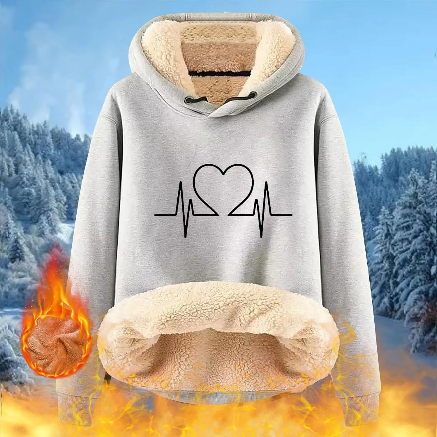Hoodies for Women Comfy Thermal Outfits Fleece Sherpa Lined Pullover Hooded Sweatshirt Trendy Casual Winter Warm Hoodies