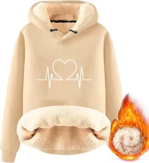 Hoodies for Women Comfy Thermal Outfits Fleece Sherpa Lined Pullover Hooded Sweatshirt Trendy Casual Winter Warm Hoodies