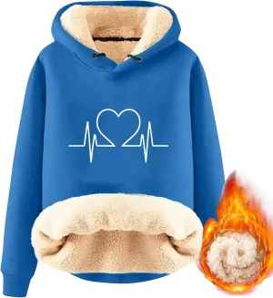 Hoodies for Women Comfy Thermal Outfits Fleece Sherpa Lined Pullover Hooded Sweatshirt Trendy Casual Winter Warm Hoodies