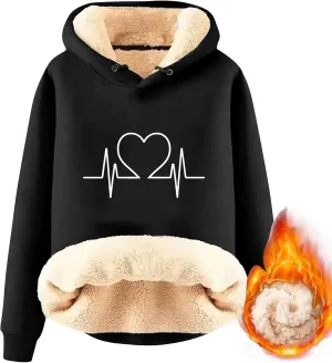 Hoodies for Women Comfy Thermal Outfits Fleece Sherpa Lined Pullover Hooded Sweatshirt Trendy Casual Winter Warm Hoodies
