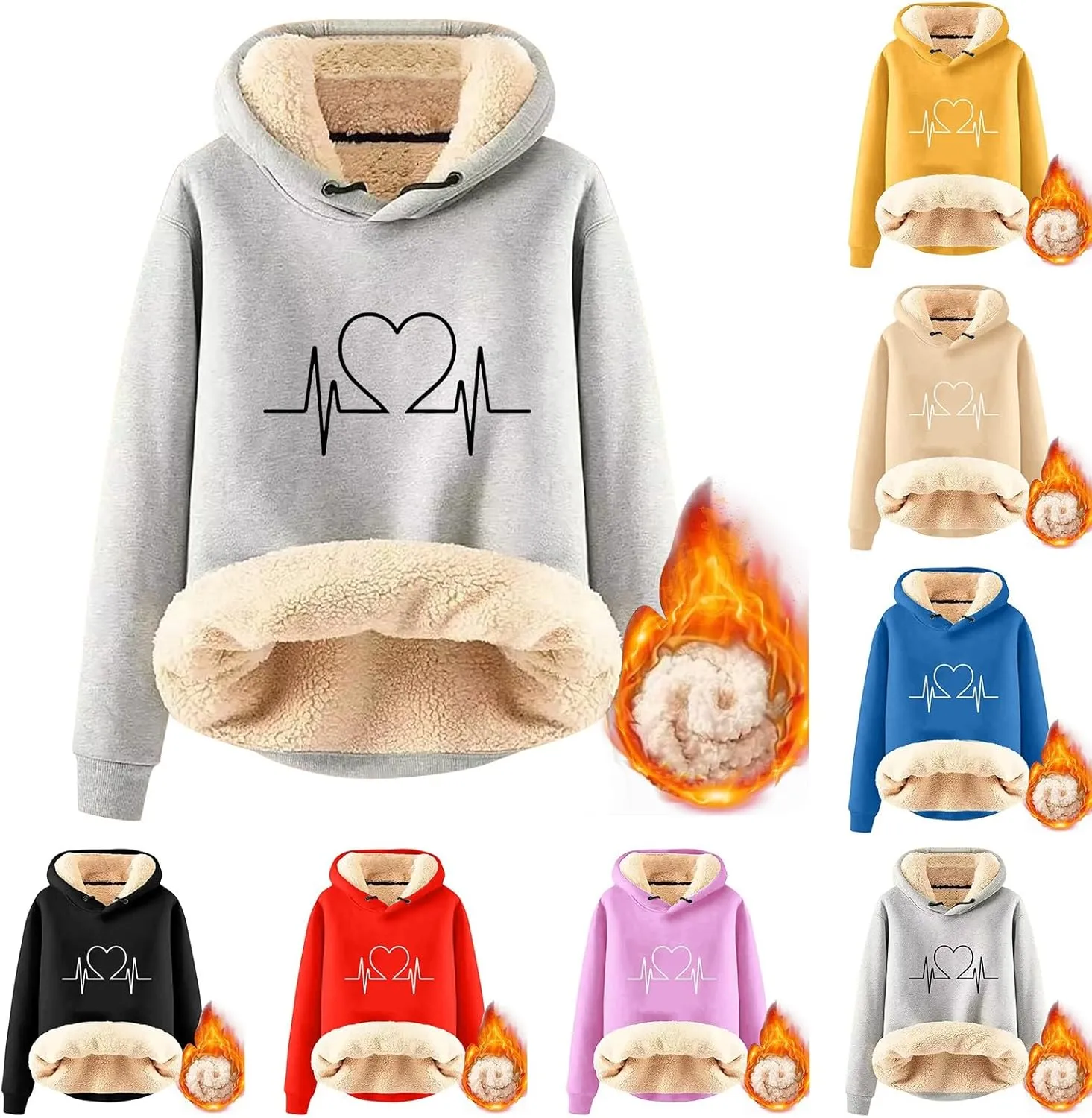 Hoodies for Women Comfy Thermal Outfits Fleece Sherpa Lined Pullover Hooded Sweatshirt Trendy Casual Winter Warm Hoodies