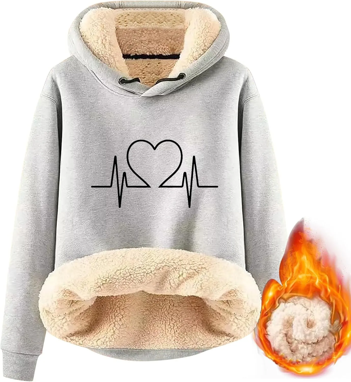 Hoodies for Women Comfy Thermal Outfits Fleece Sherpa Lined Pullover Hooded Sweatshirt Trendy Casual Winter Warm Hoodies