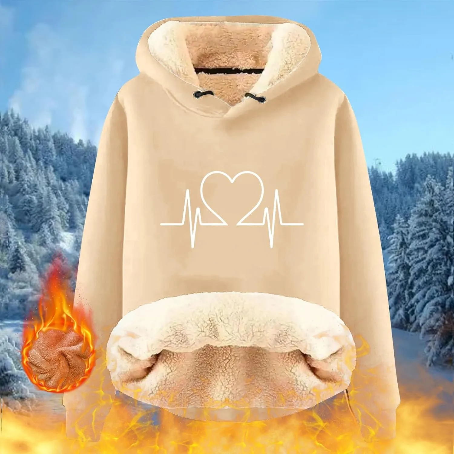 Hoodies for Women Comfy Thermal Outfits Fleece Sherpa Lined Pullover Hooded Sweatshirt Trendy Casual Winter Warm Hoodies
