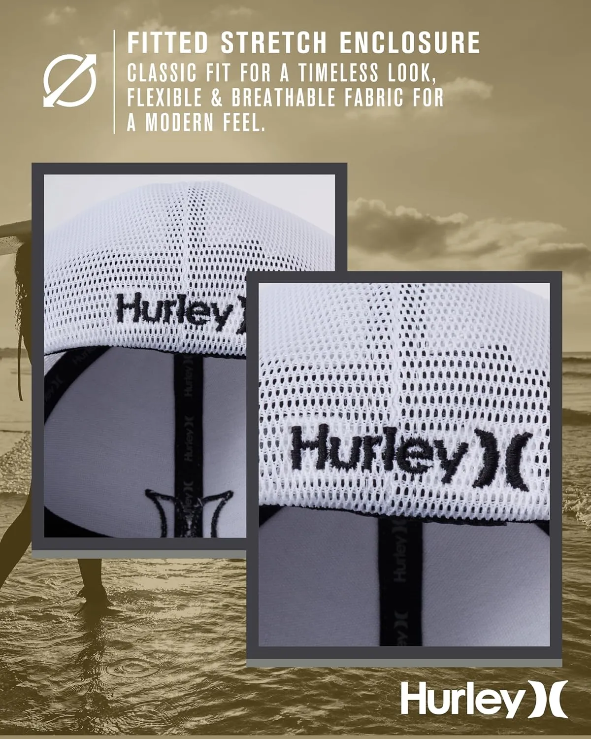 Hurley Men's Trucker Hat - Lightweight Breathable Stretch Mesh Back Curved Bill Baseball Cap with 3D Front Icon Logo