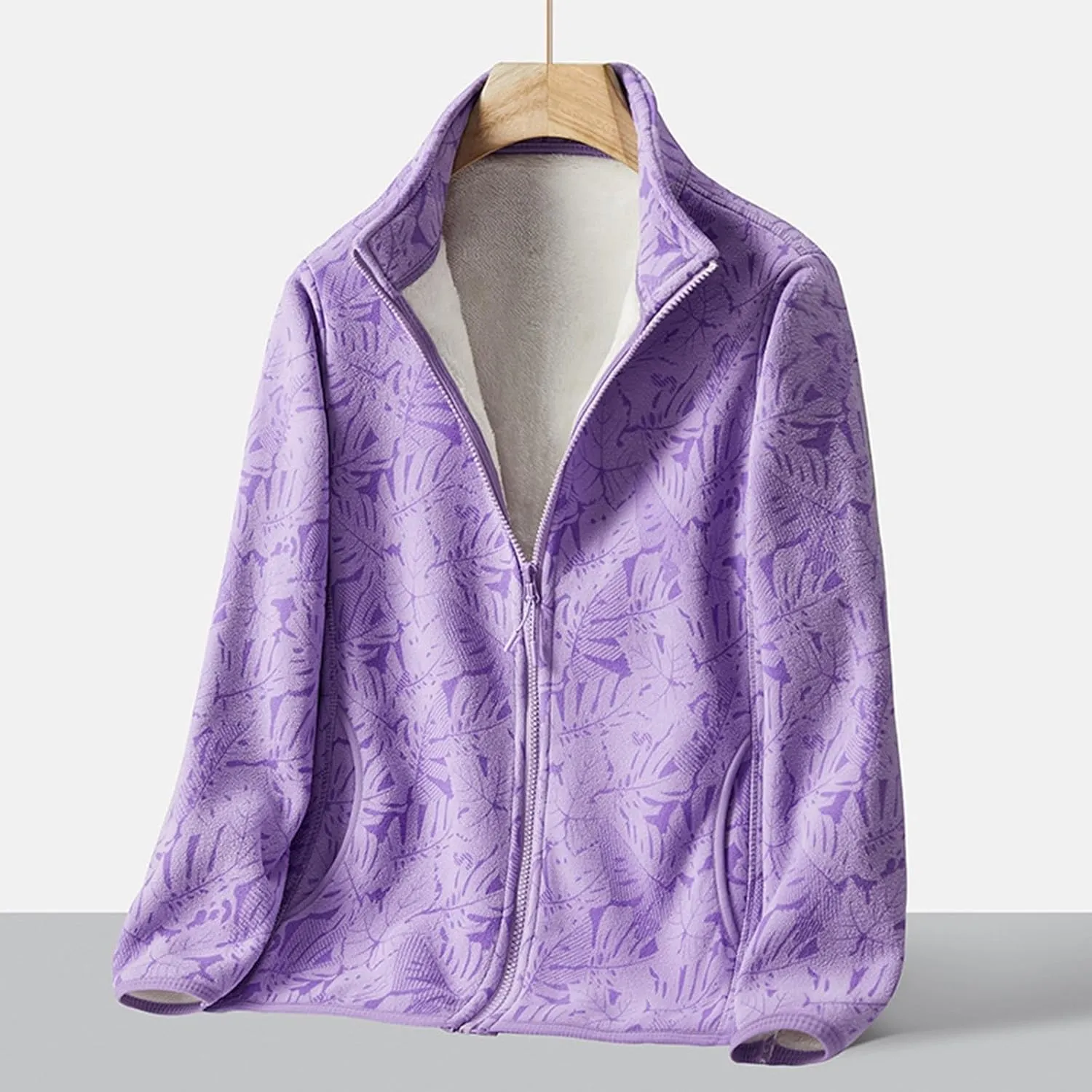 Jackets for Women Solid Color Thin Fuzzy Fleece Lightweight Cardigans Jacket Full Zip Up Cropped Warm Winter Coats