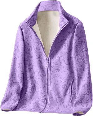 Jackets for Women Solid Color Thin Fuzzy Fleece Lightweight Cardigans Jacket Full Zip Up Cropped Warm Winter Coats