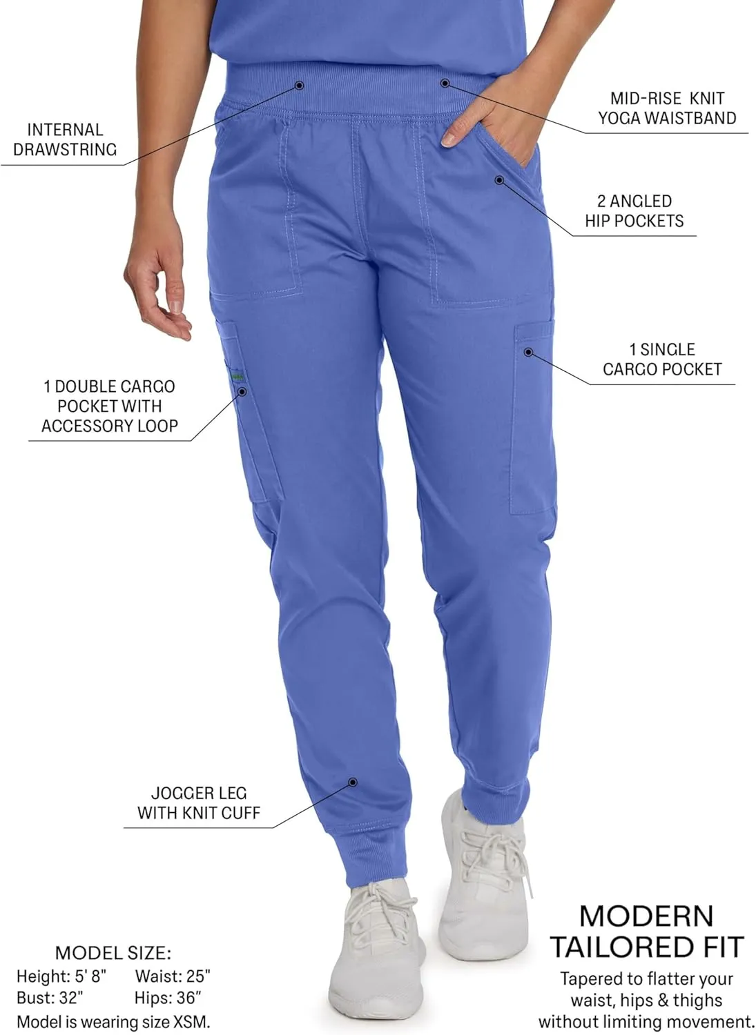 Landau Proflex Tailored Fit Stretch 7-Pocket Jogger Scrub Pants for Women 2030PRV