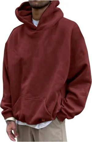 LCMTWX Men's Hooded Fleece Sweatshirt Loose Solid Hooded Sweater Top Men's Hooded Fleece Sweatshirt Sports Hooded Jacket