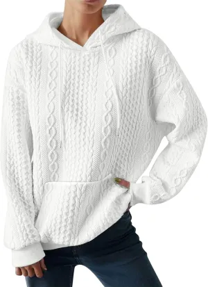 LCMTWX Womens Winter Fuzzy Fleece Jacket New Solid Hooded Thickened Jacquard Long Sleeve Sweater Coat Top Hooded Coats