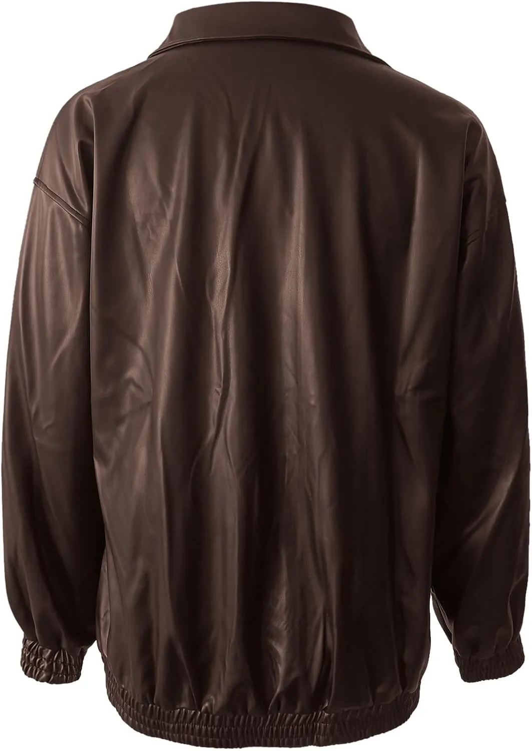Leather Jackets for Women Long Sleeve Lapel Full Zip Lightweight Jacket Loose Fit Casual Windbreaker Athletic Jacket