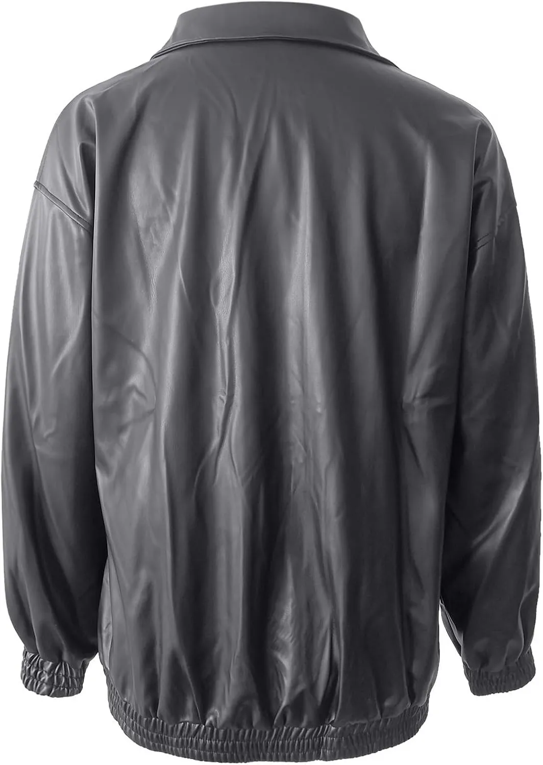 Leather Jackets for Women Long Sleeve Lapel Full Zip Lightweight Jacket Loose Fit Casual Windbreaker Athletic Jacket