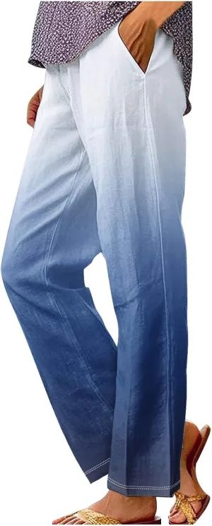 Linen Pants with Pockets Spring Women's Cotton Linen Pants Women's Plus Size Cotton Linen Yoga Pants