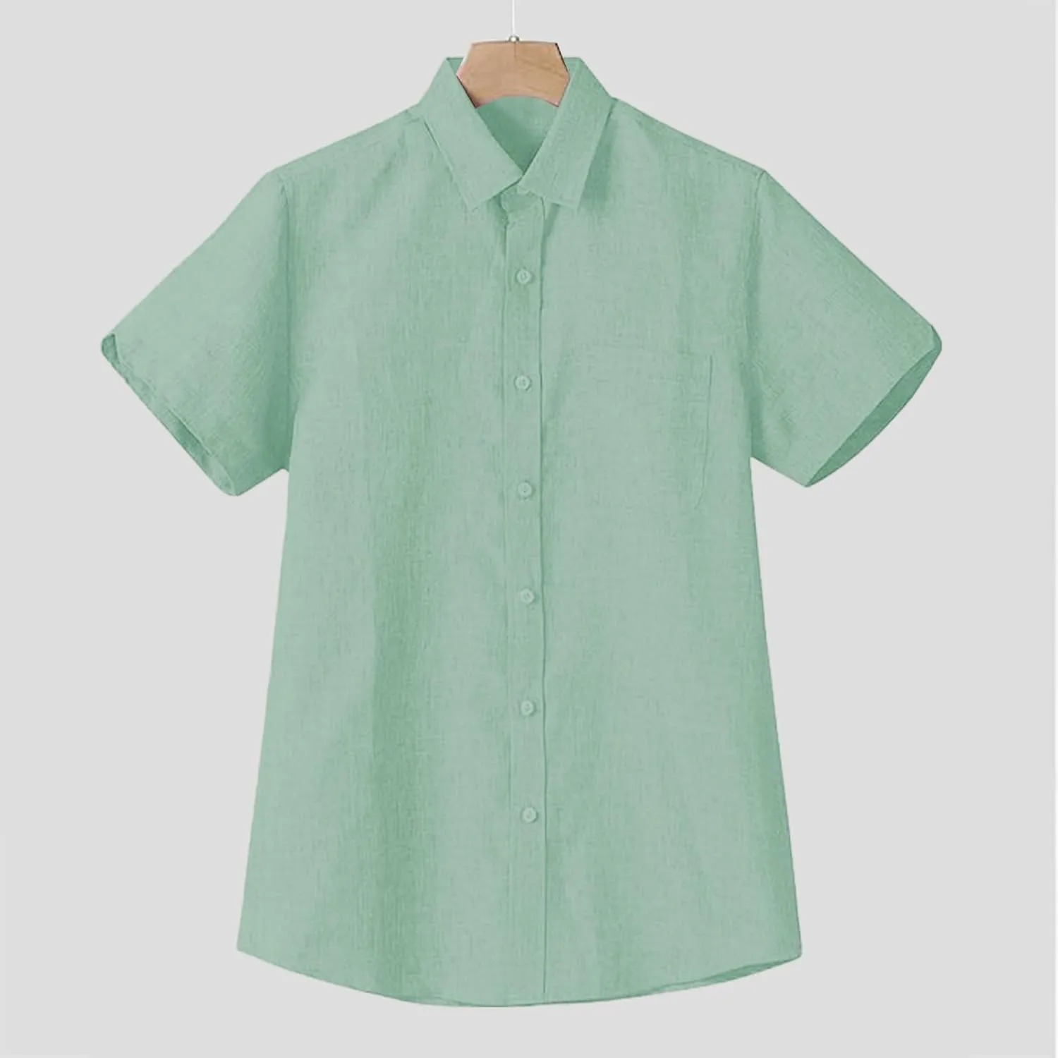 Linen Shirts for Men Slim Fit Short Sleeve Button Down Dress Shirts Wrinkle Free Casual Vacation Beach Summer Tops