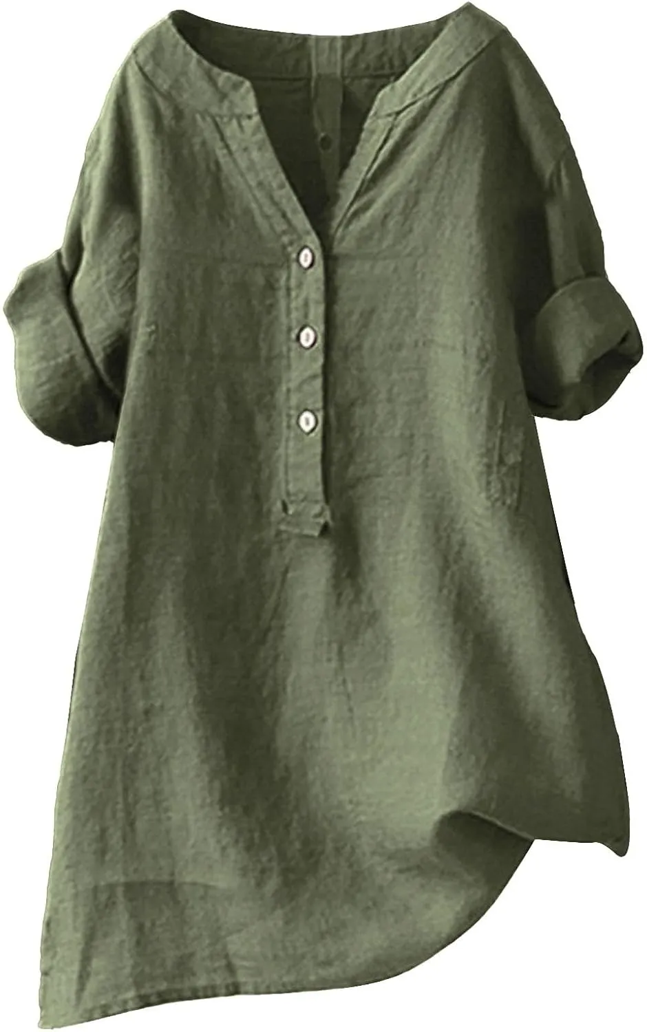 Linen Shirts for Women Button Down V Neck Boho Tees Short Sleeve Loose Fit Beach Tops Plus Size Casual Work Blouses