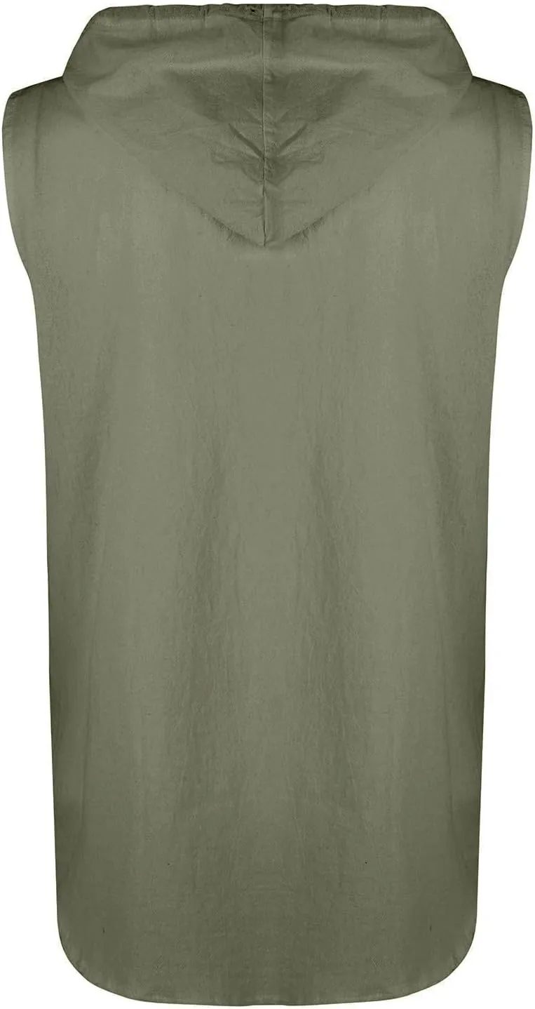 Linen Sleeveless Hoodies Mens Quick Dry Breathable Summer Beach Tops Casual Loose Fit Tees UV UPF 50  Sun Shirts 2025