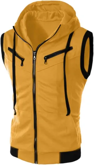 Linghtning Deals Hoodies for Men Men's Workout Hooded Tank Tops Sports Training Sleeveless Gym Hoodies Bodybuilding Cut Off Muscle Top