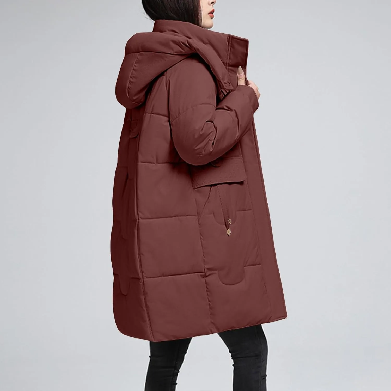 Long Puffer Jacket Womens with Hood Warm Thickened Parka Coat Winter Puffer Jackets for Women 2024 with Pockets