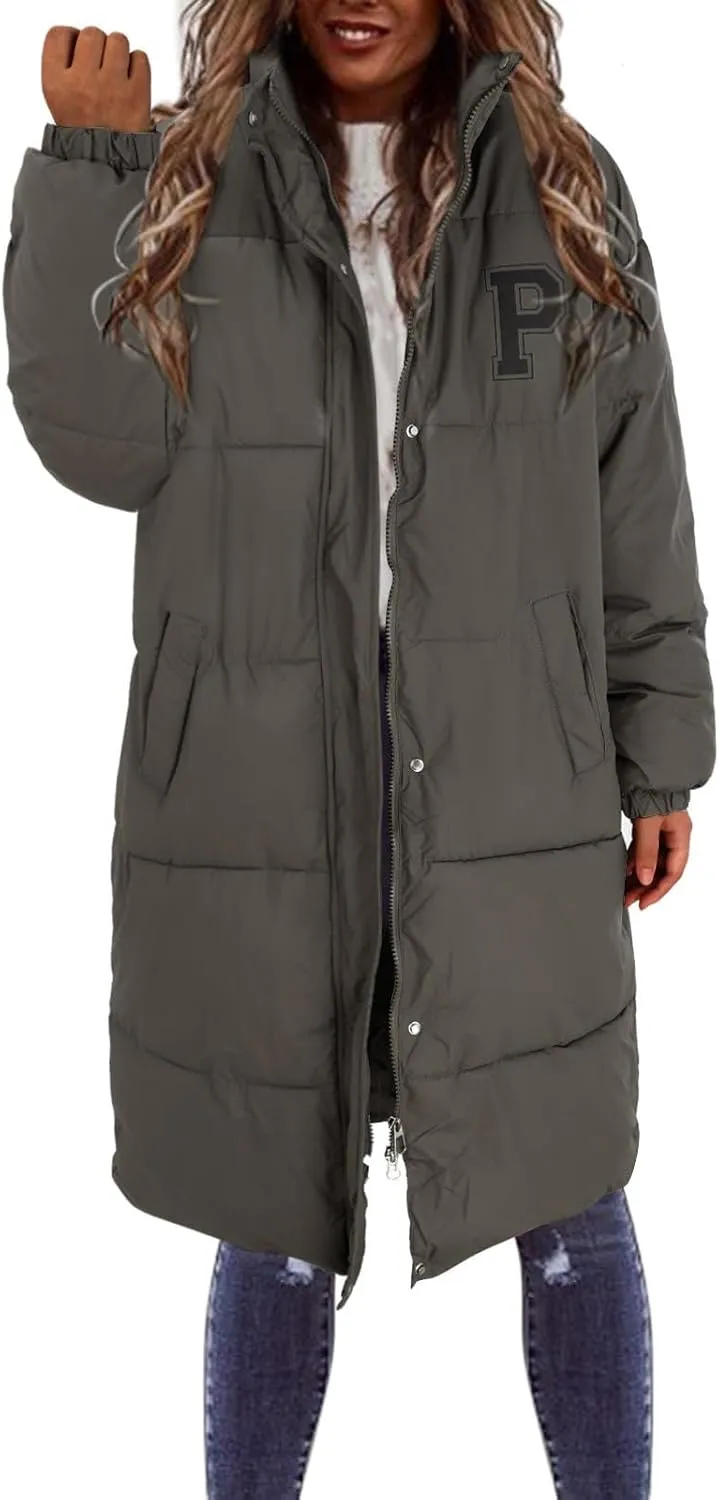 Long Puffer Jacket Womens with Hood Winter Down Jacket Casual Snow Parka Coat for Women