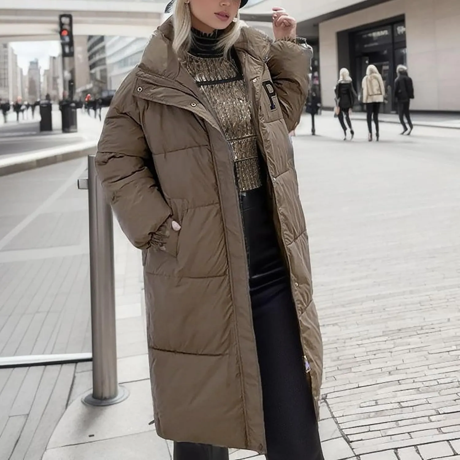 Long Puffer Jacket Womens with Hood Winter Down Jacket Casual Snow Parka Coat for Women
