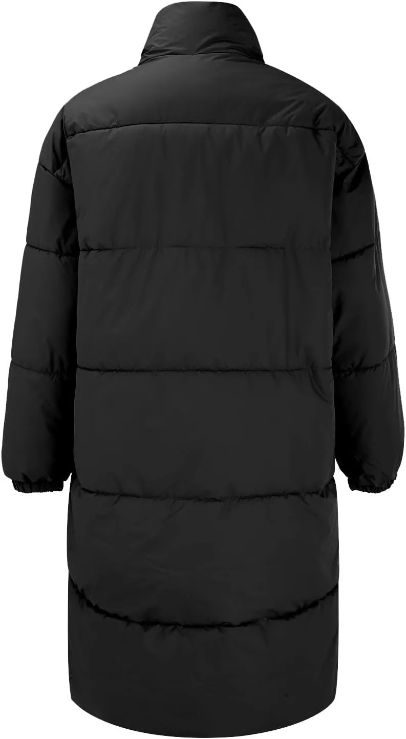Long Puffer Jacket Womens with Hood Winter Down Jacket Casual Snow Parka Coat for Women