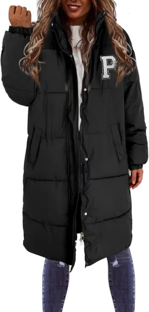 Long Puffer Jacket Womens with Hood Winter Down Jacket Casual Snow Parka Coat for Women