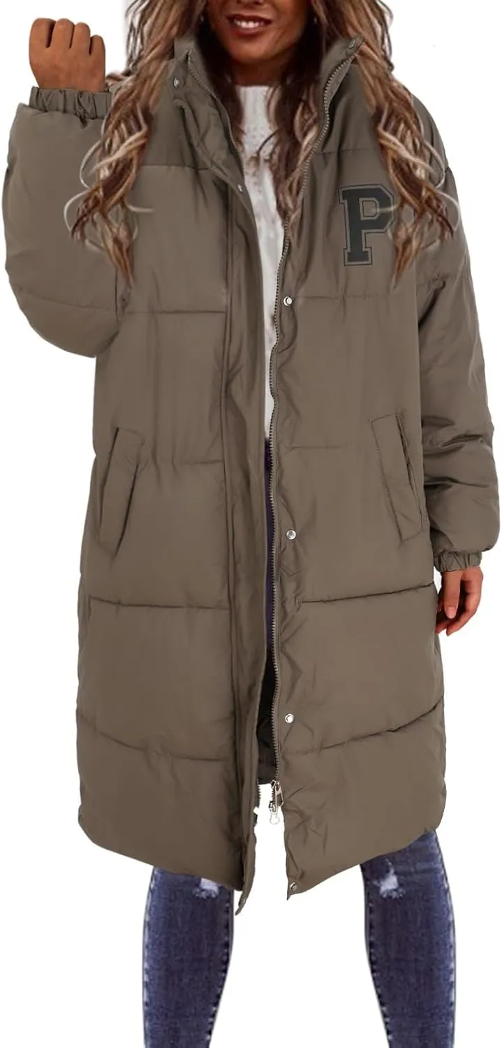 Long Puffer Jacket Womens with Hood Winter Down Jacket Casual Snow Parka Coat for Women