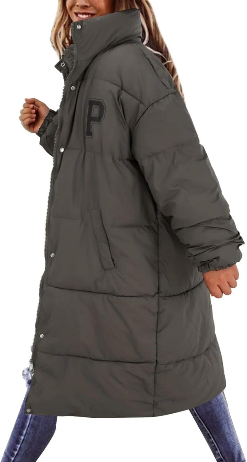 Long Puffer Jacket Womens with Hood Winter Down Jacket Casual Snow Parka Coat for Women