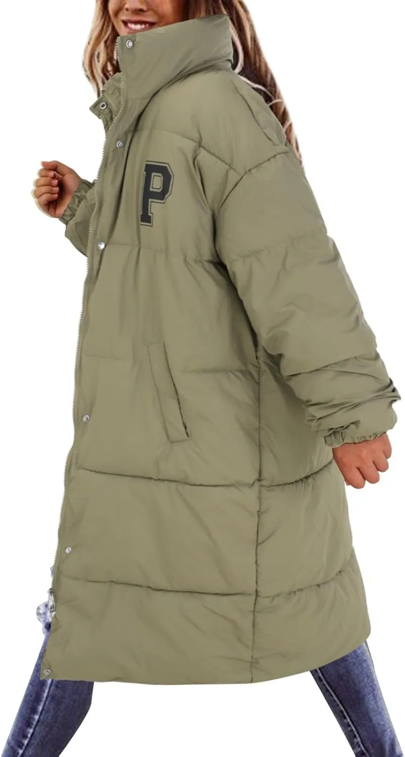 Long Puffer Jacket Womens with Hood Winter Down Jacket Casual Snow Parka Coat for Women