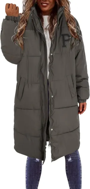 Long Puffer Jacket Womens with Hood Winter Down Jacket Casual Snow Parka Coat for Women