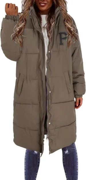 Long Puffer Jacket Womens with Hood Winter Down Jacket Casual Snow Parka Coat for Women