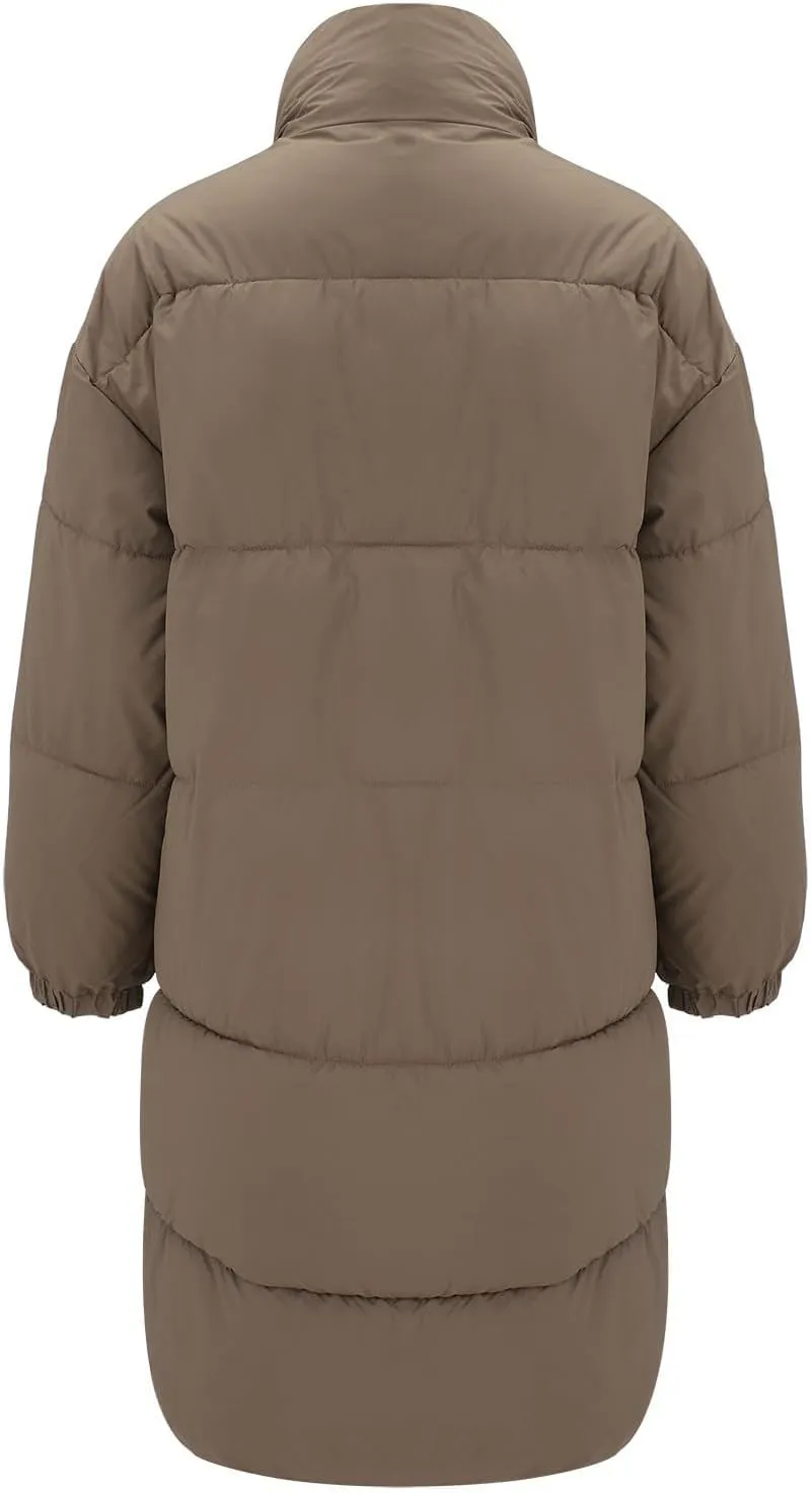 Long Puffer Jacket Womens with Hood Winter Down Jacket Casual Snow Parka Coat for Women
