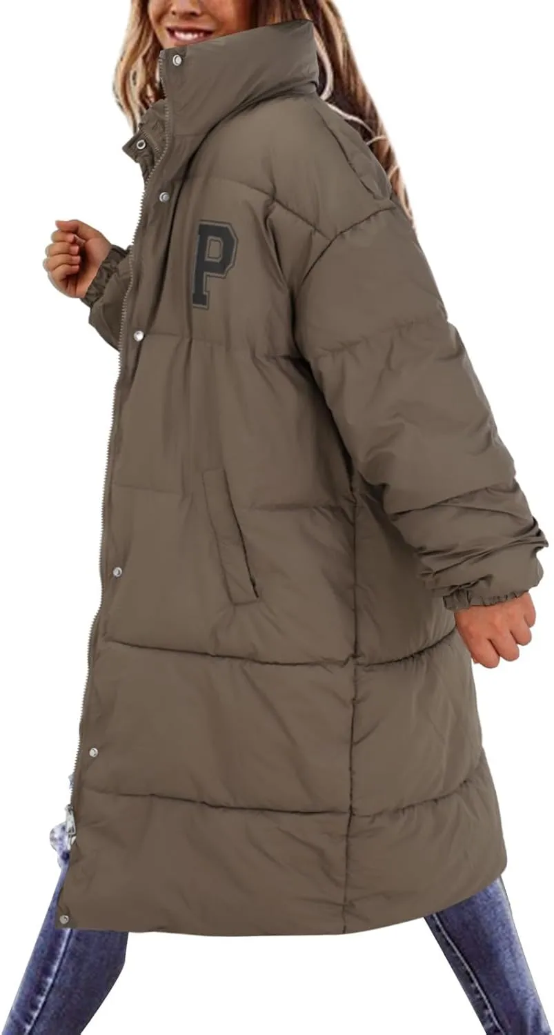 Long Puffer Jacket Womens with Hood Winter Down Jacket Casual Snow Parka Coat for Women