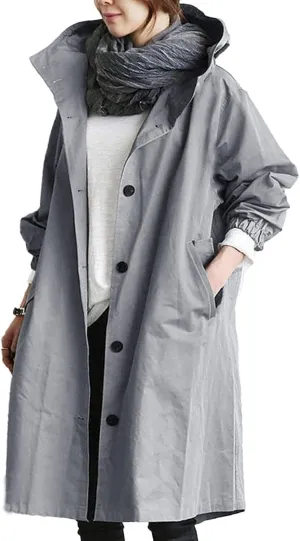 Long Winter Wool Coat for Women Solid Pocket Cardigan Button Top Sweater Knit Hooded Coat Winter Casual Notch Lapel