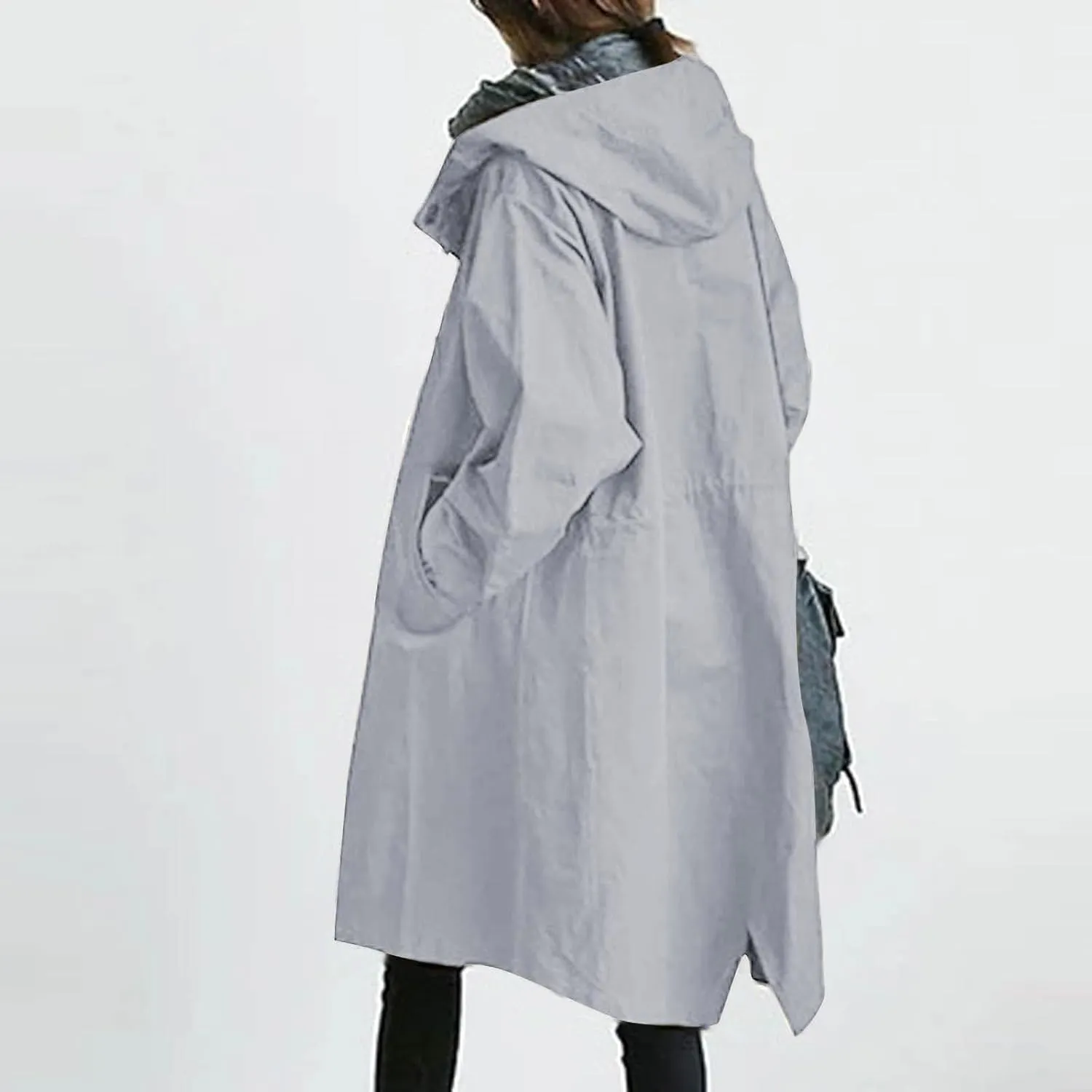 Long Winter Wool Coat for Women Solid Pocket Cardigan Button Top Sweater Knit Hooded Coat Winter Casual Notch Lapel