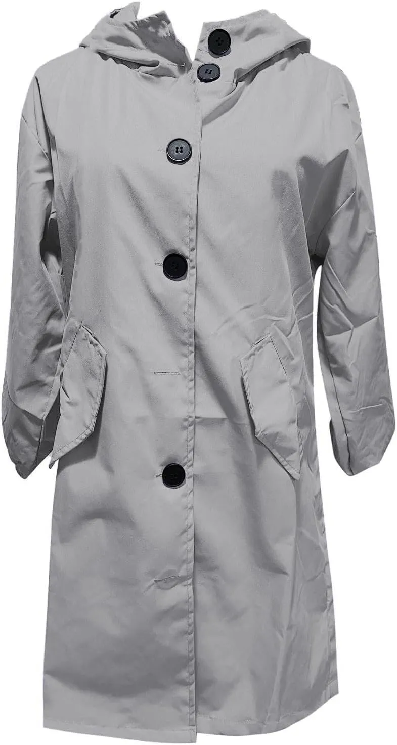 Long Winter Wool Coat for Women Solid Pocket Cardigan Button Top Sweater Knit Hooded Coat Winter Casual Notch Lapel
