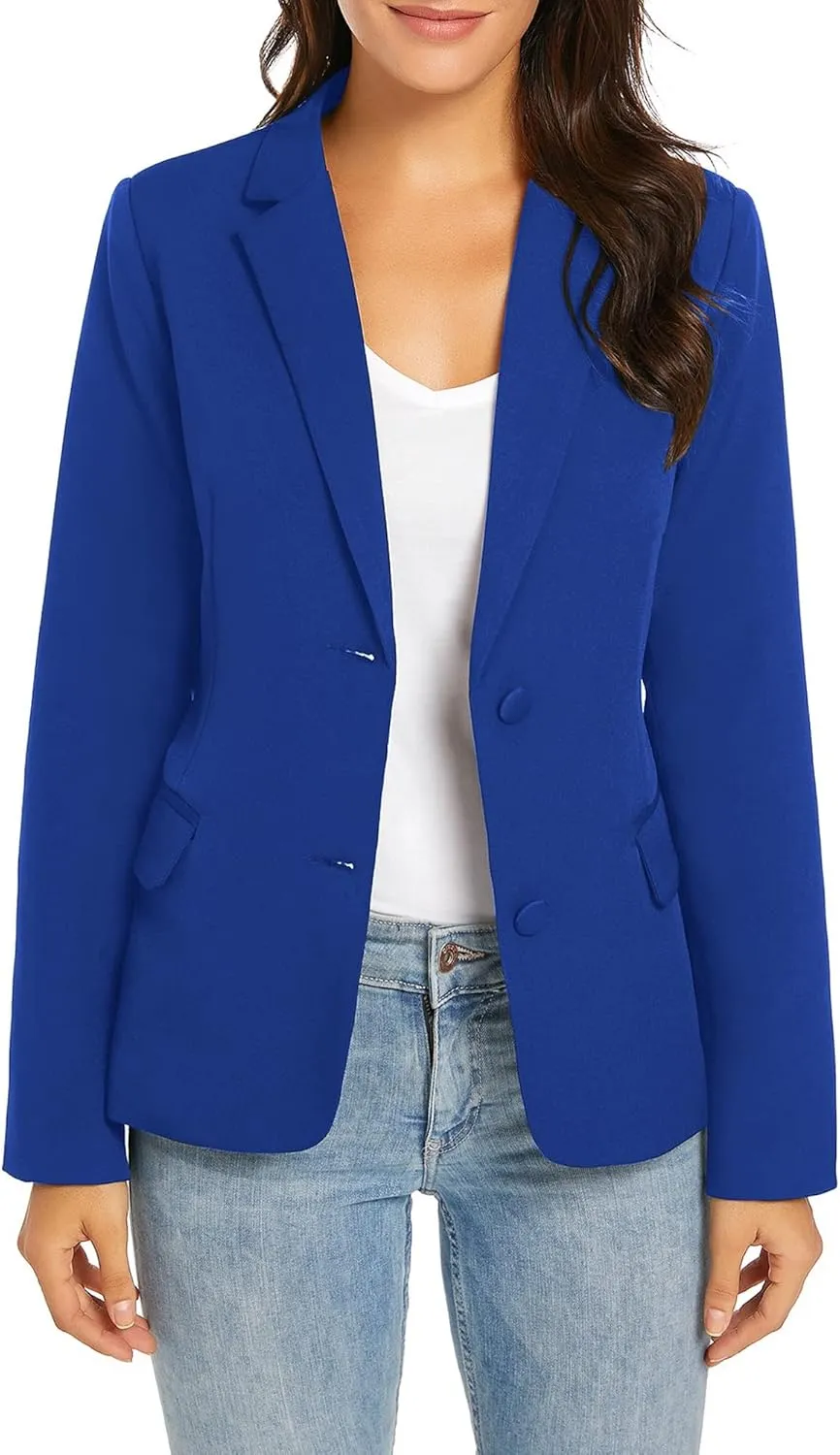 LookbookStore Womens Notched Lapel Pockets Button Work Office Blazer Jacket Suit