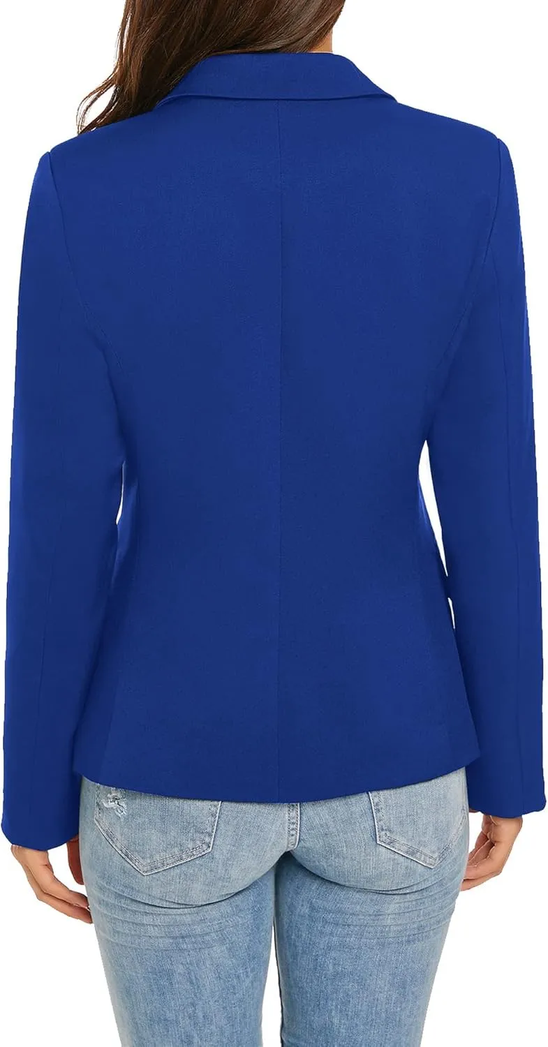 LookbookStore Womens Notched Lapel Pockets Button Work Office Blazer Jacket Suit