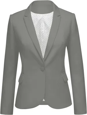 LookbookStore Womens Notched Lapel Pockets Button Work Office Blazer Jacket Suit
