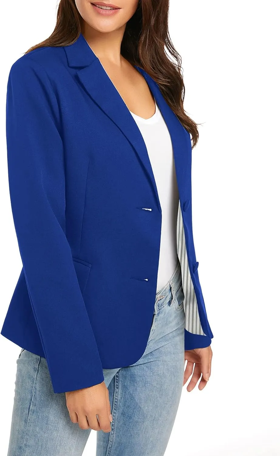 LookbookStore Womens Notched Lapel Pockets Button Work Office Blazer Jacket Suit