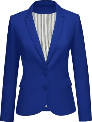 LookbookStore Womens Notched Lapel Pockets Button Work Office Blazer Jacket Suit