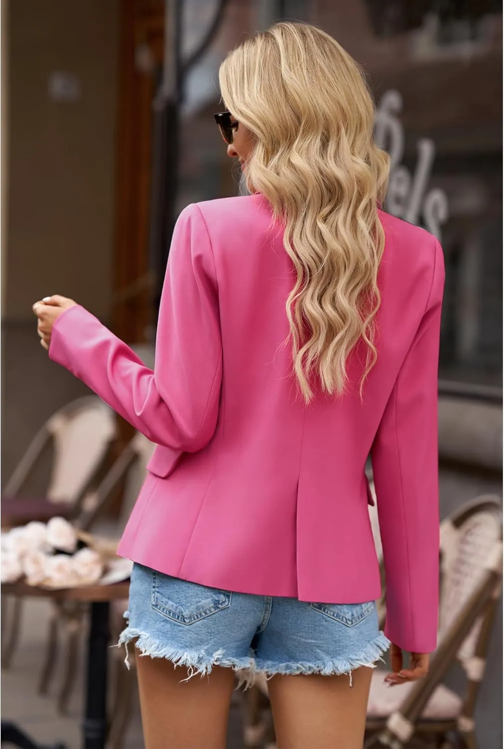 LookbookStore Womens Notched Lapel Pockets Button Work Office Blazer Jacket Suit