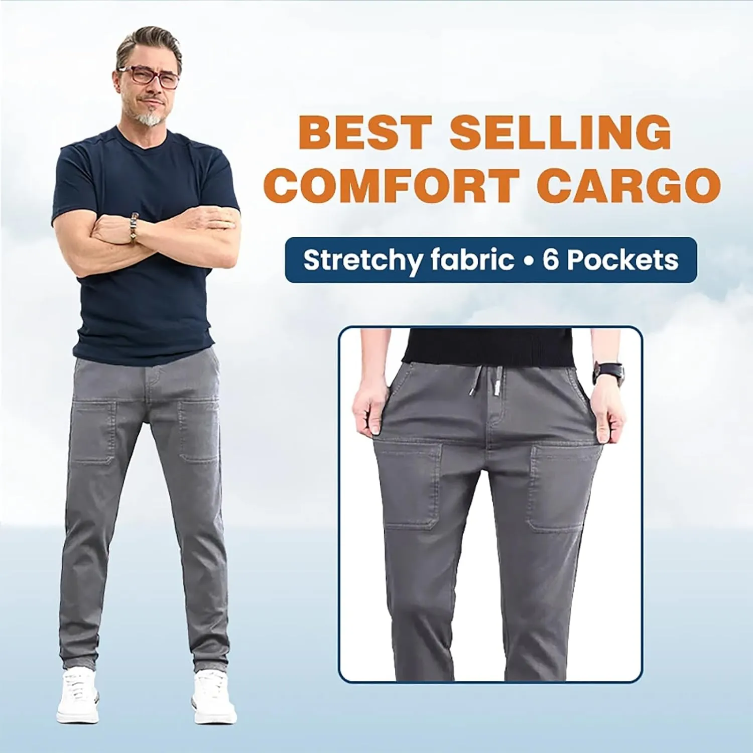 Manzera Stretch Cargo Pants 6 Pockets Multipants - High Stretch Multi-Pocket Durable Cargo Pants High Stretch