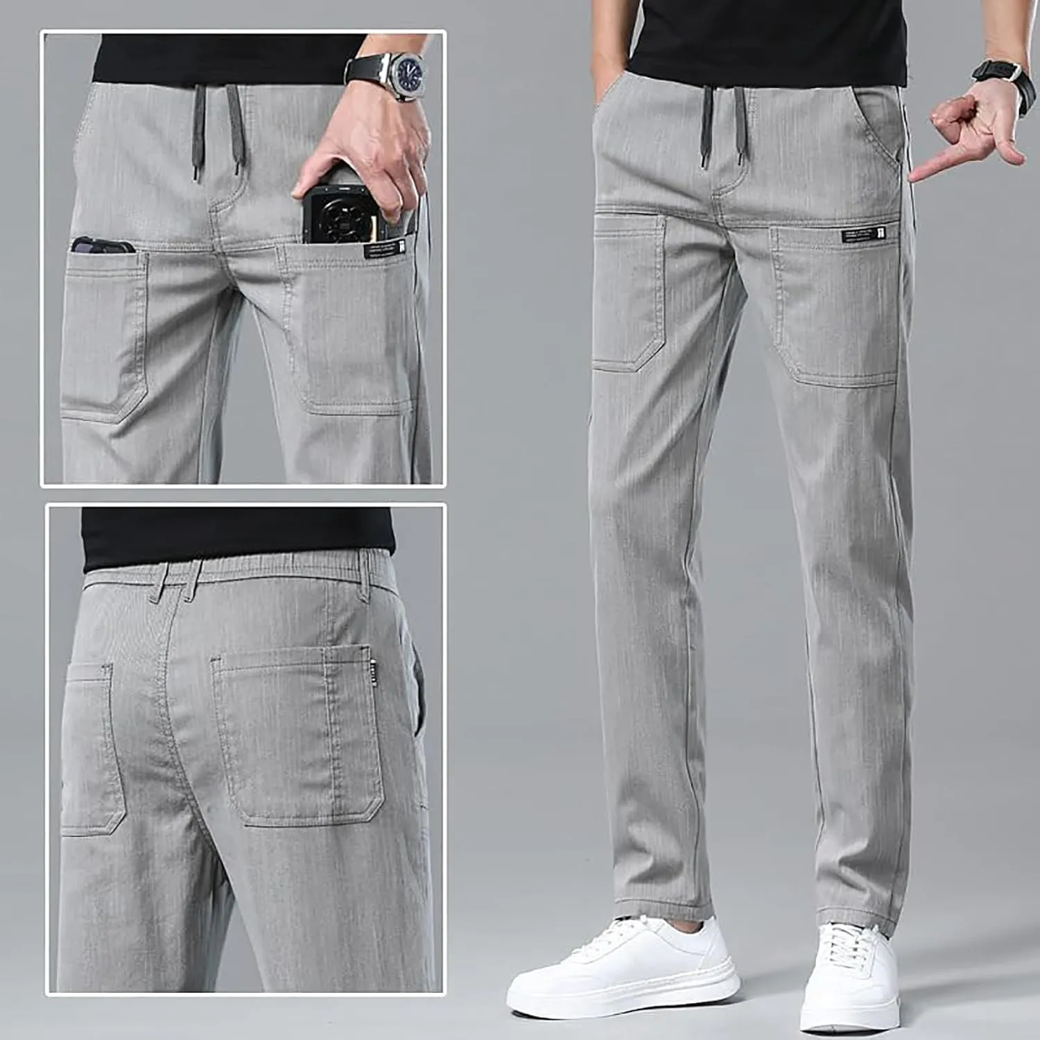 Manzera Stretch Cargo Pants 6 Pockets Multipants - High Stretch Multi-Pocket Durable Cargo Pants High Stretch