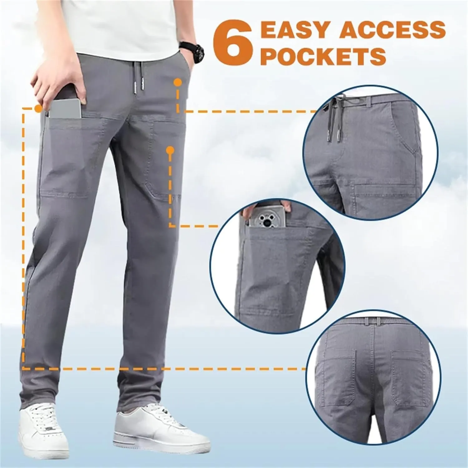 Manzera Stretch Cargo Pants Multipants - High Stretch Multi-Pocket Straight Lightweight Cargo Pants
