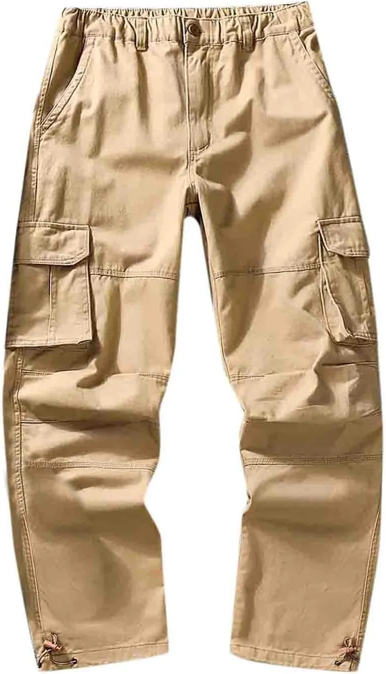 Men Casual Fashion Multi Pocket Zipper Buckle Male Cargo Pants Outdoor Pants Tooling Pants Mens Cargo Pants